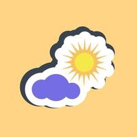 Sticker partly sunny. Weather elements symbol. Good for prints, web, smartphone app, posters, infographics, logo, sign, etc. vector