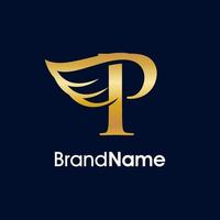 Elegant Initial P Wing Logo vector