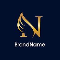 Elegant Initial N Wing Logo vector