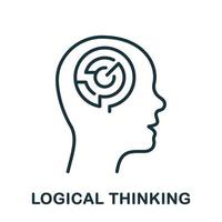 Logic Thinking Line Icon. Maze in Human Head Linear Pictogram. Mental Circle Labyrinth Outline Sign. Intellectual Creative Process Symbol. Editable Stroke. Isolated Vector Illustration.