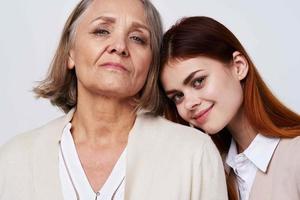 Mom and daughter hug communication family together photo