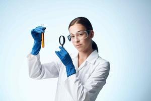 woman laboratory assistant research science diagnostics technology photo