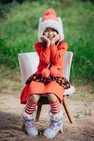 Portrait of little girl in christmas festival,Asian kid winter holiday photo