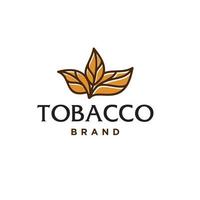 golden brown Tobacco leaves logo design vector. cigar brand icon with leaf icon in trendy modern line art design illustration vector