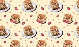 Pancake and strawberry pattern vector