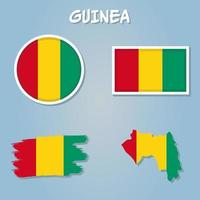 Guinea National Flag Map Design, Illustration Of Guinea Country Flag Inside The Map. vector