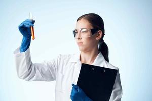 female doctor laboratory analyzes research photo