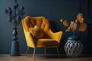 Interior Design with yellow chair. Illustration photo