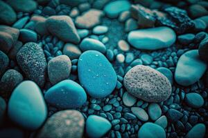 Abstract background of the nature of pebbles. Blue texture. Illustration photo