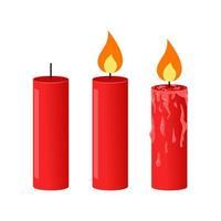 Set of Candle cartoon style, Vector Illiustration, 3 candles with different conditions