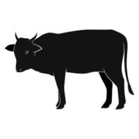 Silhouette Cow stand up side view, animal vector illustration