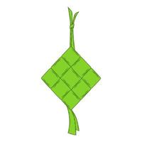 Ketupat asian traditional rice dumplings, flat vector illustration, green