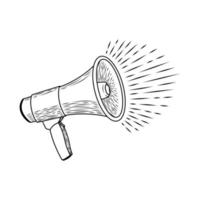 hand drawn of a megaphone on white background. Retro megaphone vector