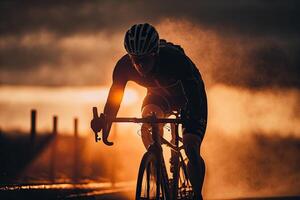 atleta paseos un bicicleta. ilustración ai generativo foto