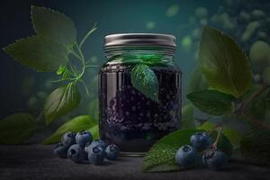 Blueberry Jam Jar. Illustration photo