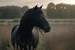 caballo en el campo. ilustración ai generativo foto