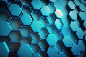 realistic blue hexagon pattern background. Illustration photo