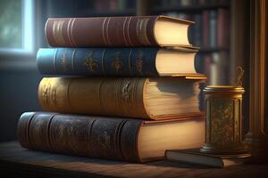 A stack of hardcover literary books. Illustration photo