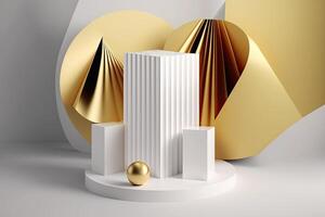 3d abstract geometric background with pedestal. Illustration photo