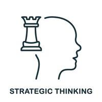 Strategic Thinking Line Icon. Strategy Think Linear Pictogram. Mental Training, Tactical Thinking and Decision Outline Sign. Intellectual Process Symbol. Editable Stroke. Isolated Vector Illustration.