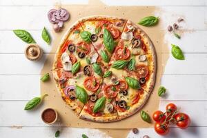 caliente italiano Pizza. ilustración generativo ai foto