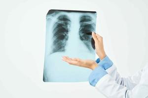 x-ray of the lungs close-up examination light background photo