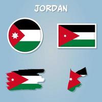 Map of Jordan with flag vector illustration.