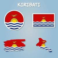 Kiribati map on a world map with flag and map pointer, vector illustration.