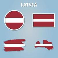 Map of Latvia on a blue background, Flag of Latvia on it. vector