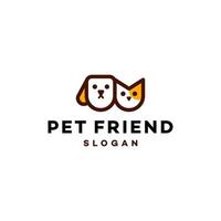 adorable Dog and cat vector cartoon illustration design in line style, simple modern animal pet shop character logo concept. funny puppy and kitty friend logo line art drawing