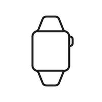 Smartwatch Line Icon. Square Electronic Wearable Smartwatch with Screen Pictogram. Watch with Wireless Technology Outline Symbol. Wristwatch Device. Editable Stroke. Isolated Vector Illustration