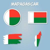 Map of Madagascar on Flag of Madagascar on it. vector
