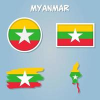 Map of Myanmar in Myanmar flag colors. vector