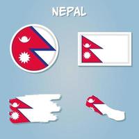 Nepal flag inside the Nepalese map borders vector illustration.