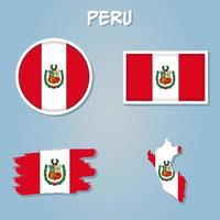 Perú bandera dentro el peruano mapa fronteras vector ilustración.