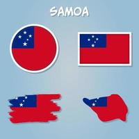 Map of Samoa With the flag, the Nation. vector