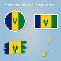 Flag of Saint Vincent and the Grenadines in maps territory. vector