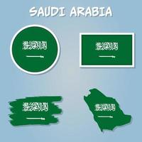 saudi arabia mapa y bandera vector. vector