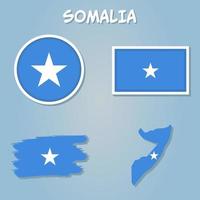 Map of Somalia on a blue background, Flag of Somalia on it. vector