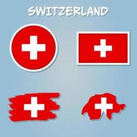 Switzerland Flag National Europe Emblem Map Icon Vector Illustration Abstract Design Element.