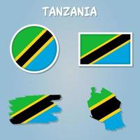 Tanzania bandera nacional África emblema mapa icono vector ilustración resumen diseño elemento.