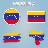 Venezuela flag and map on the blue background. vector