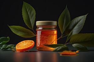 Orange Jam in Glass Jar. Illustration photo