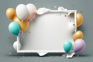 birthday background with circle frame balloons. Illustration photo