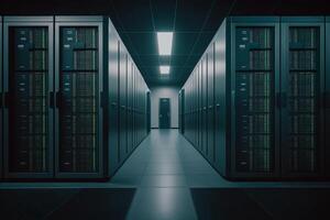 Data center computers large facility with servers storage. Illustration photo