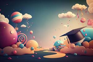 Multicolored graduation celebration background. Illustration photo