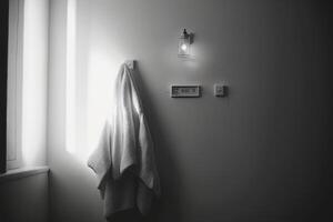 Laundry white towel in bathroom. Illustration photo