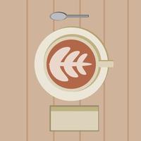 Latte Art Signature Coffee Vector Illustration 2D