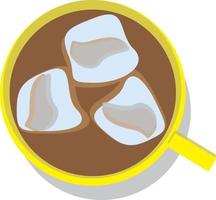 illustration of a yellow cup with ice cube and chocolate milk vector 2D Animation