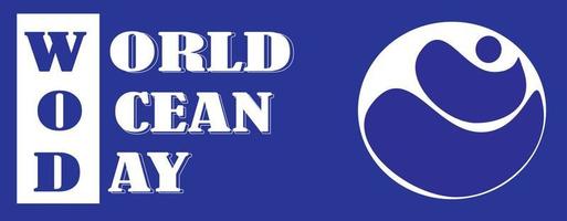 World Ocean Day Logo Banner White and Blue Combination Vector